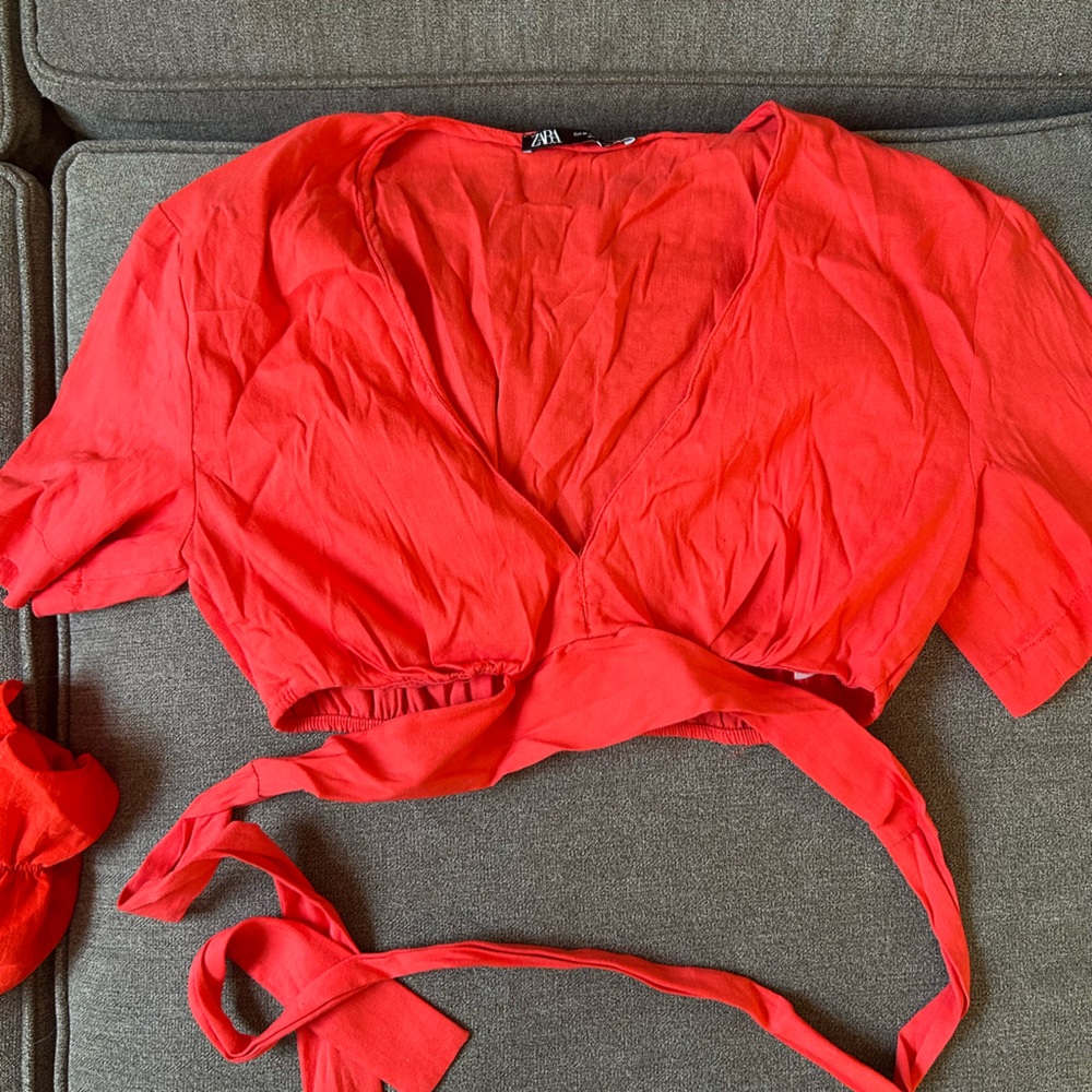 Zara Red Crop Top with Adjustable Straps
